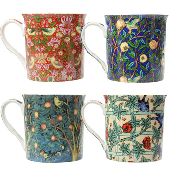 Set of 4 Fine China William Morris Painting Mugs