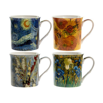 Set Of 4 Fine China Van Gogh Art Mugs