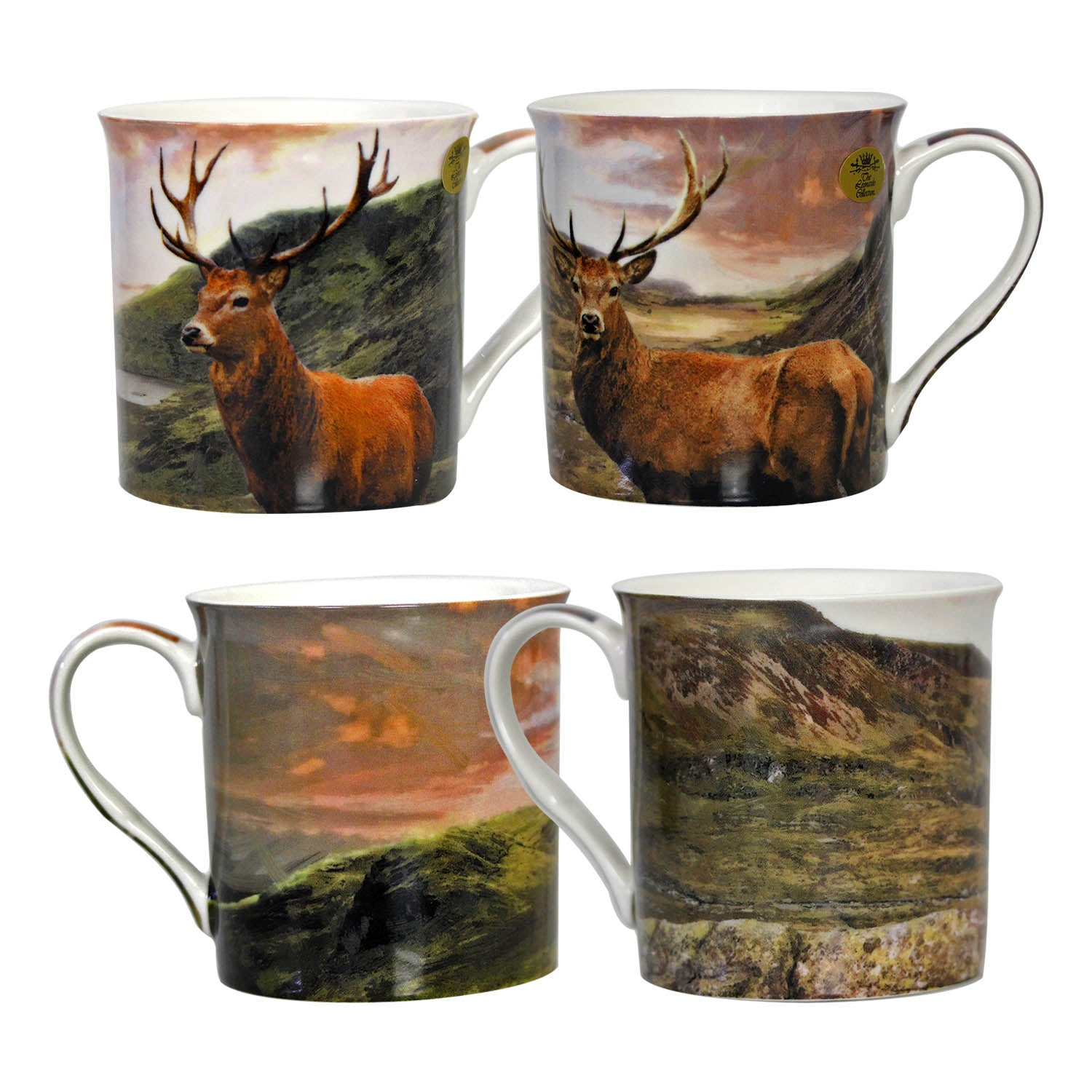 Set of 4 Stag Designed Mugs