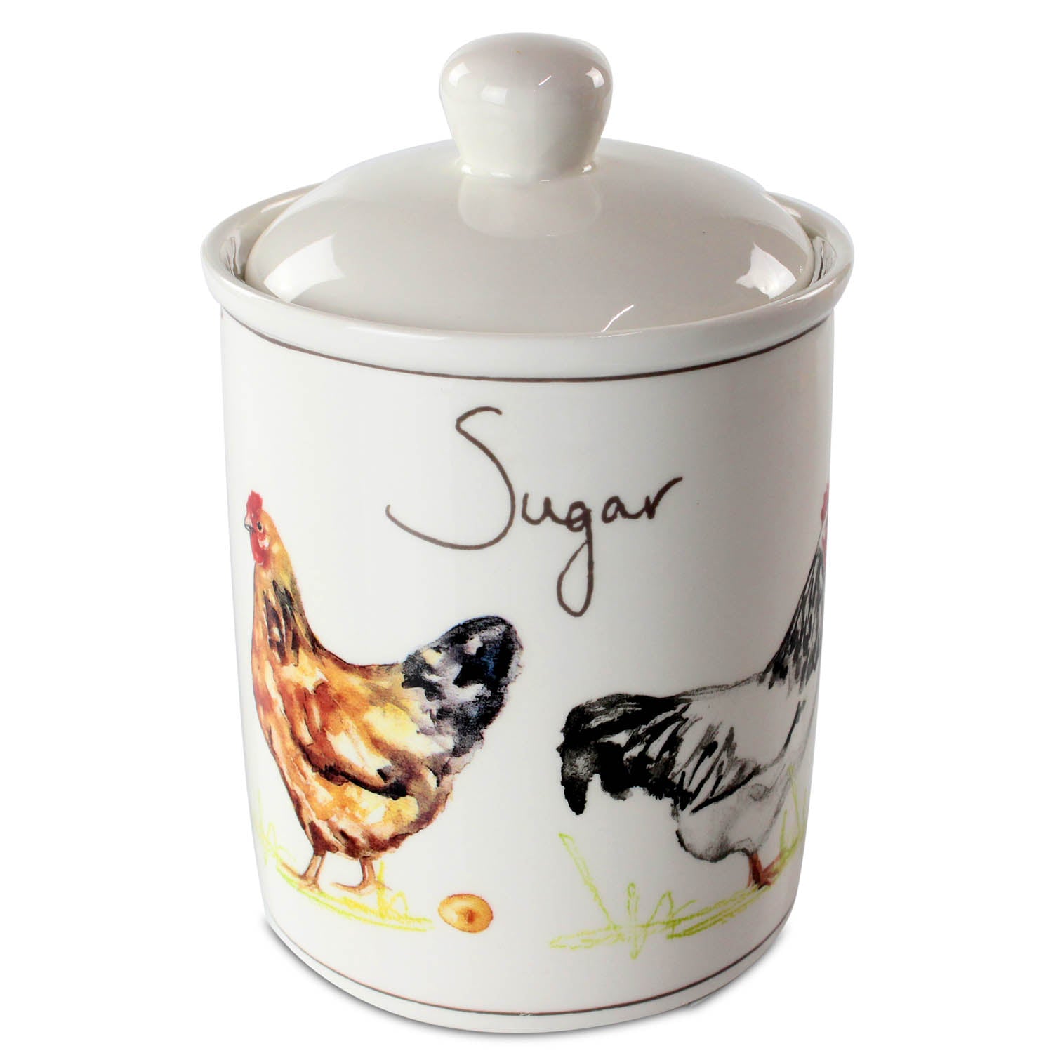 Country Life Fine China Sugar Jar - Chickens