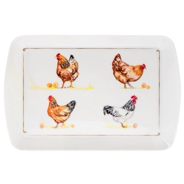 Small Rectangular Snack Tray - Chickens