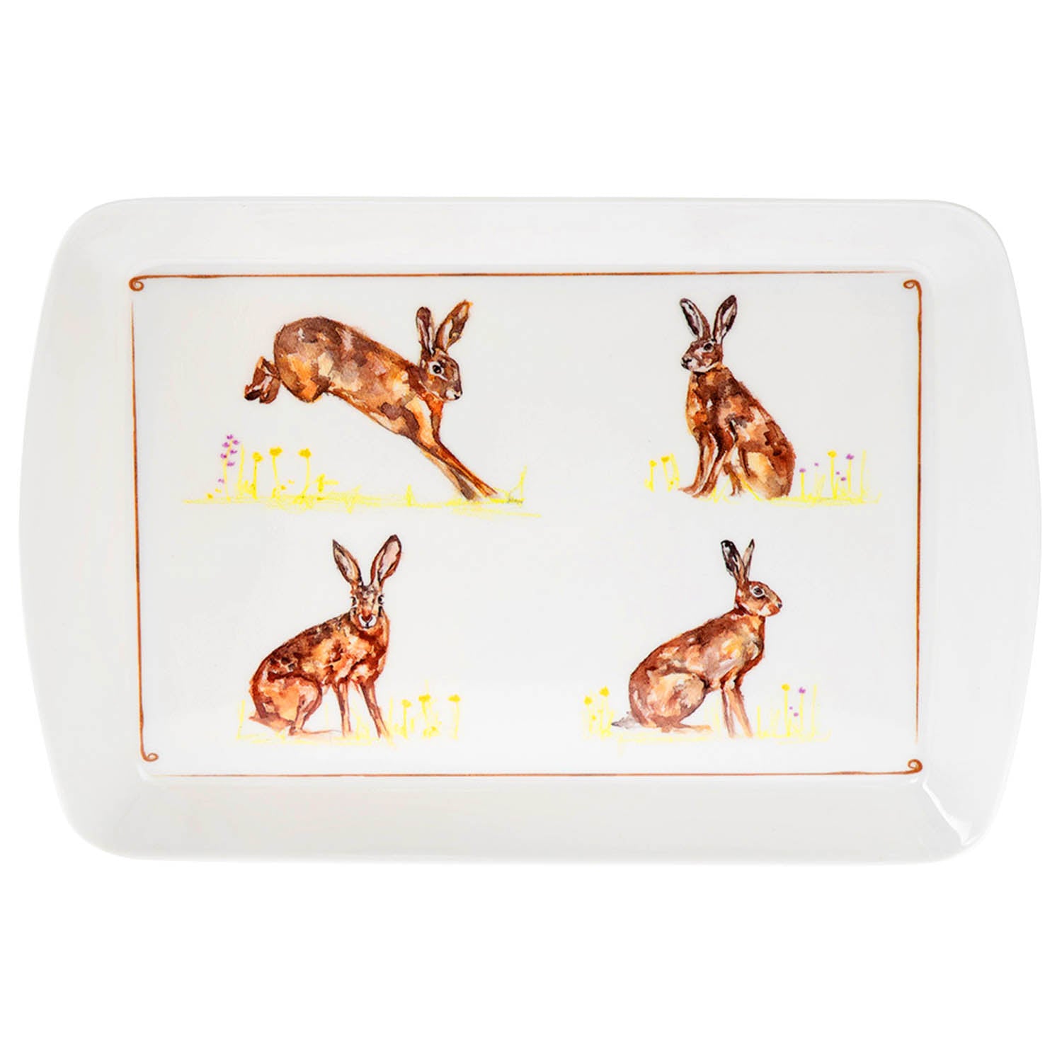 Small Rectangular Snack Tray - Hares