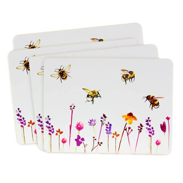 Set of 4 Bees & Flowers Dining Placemats (design by Jennifer Rose)
