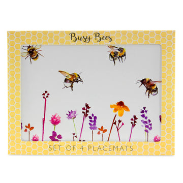 Set of 4 Bees & Flowers Dining Placemats (design by Jennifer Rose)