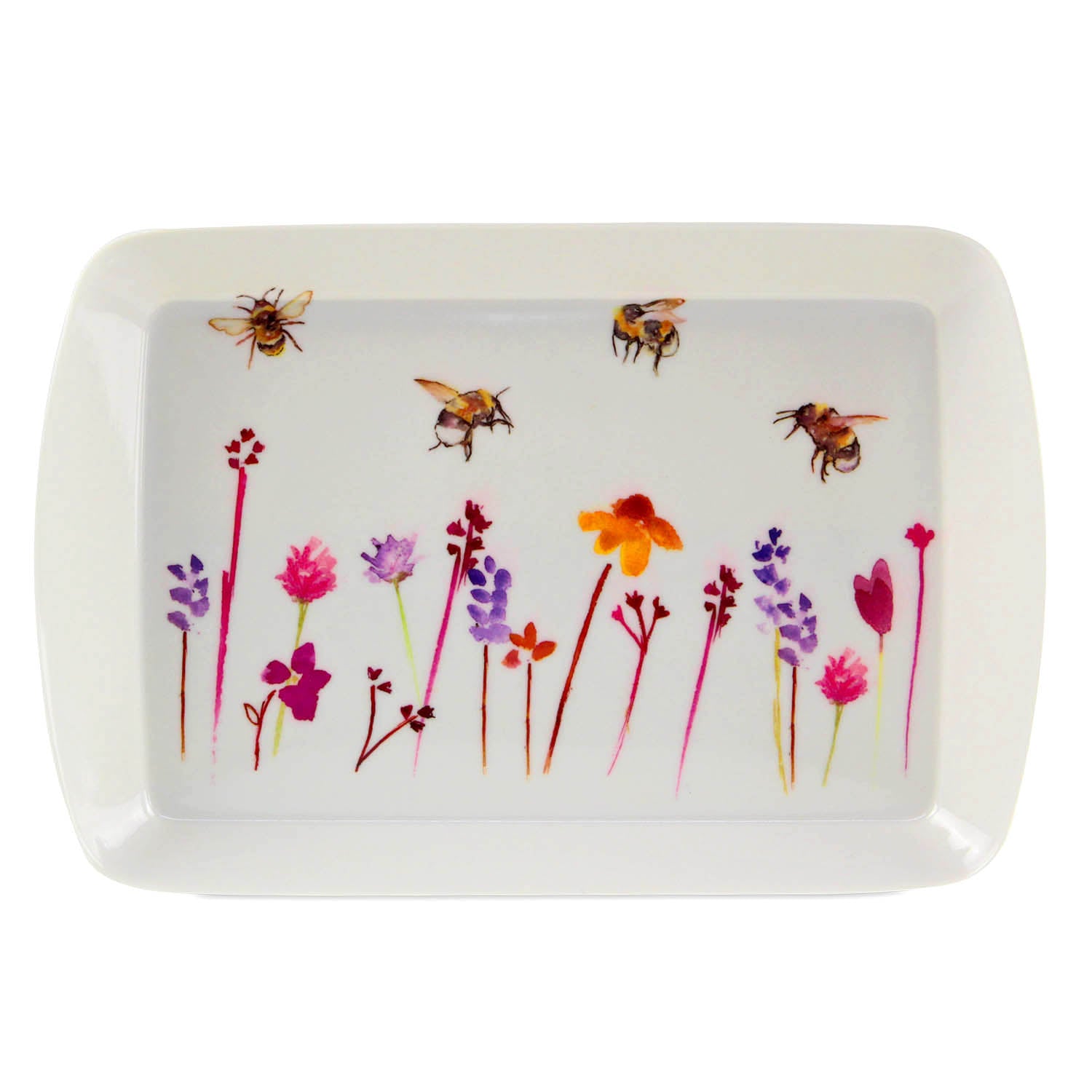 Small 24x16 cm Bees & Flowers Serving Tray (design by Jennifer Rose)