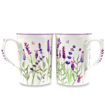Set of 2 Jennifer Rose Lavender Coffee Mugs