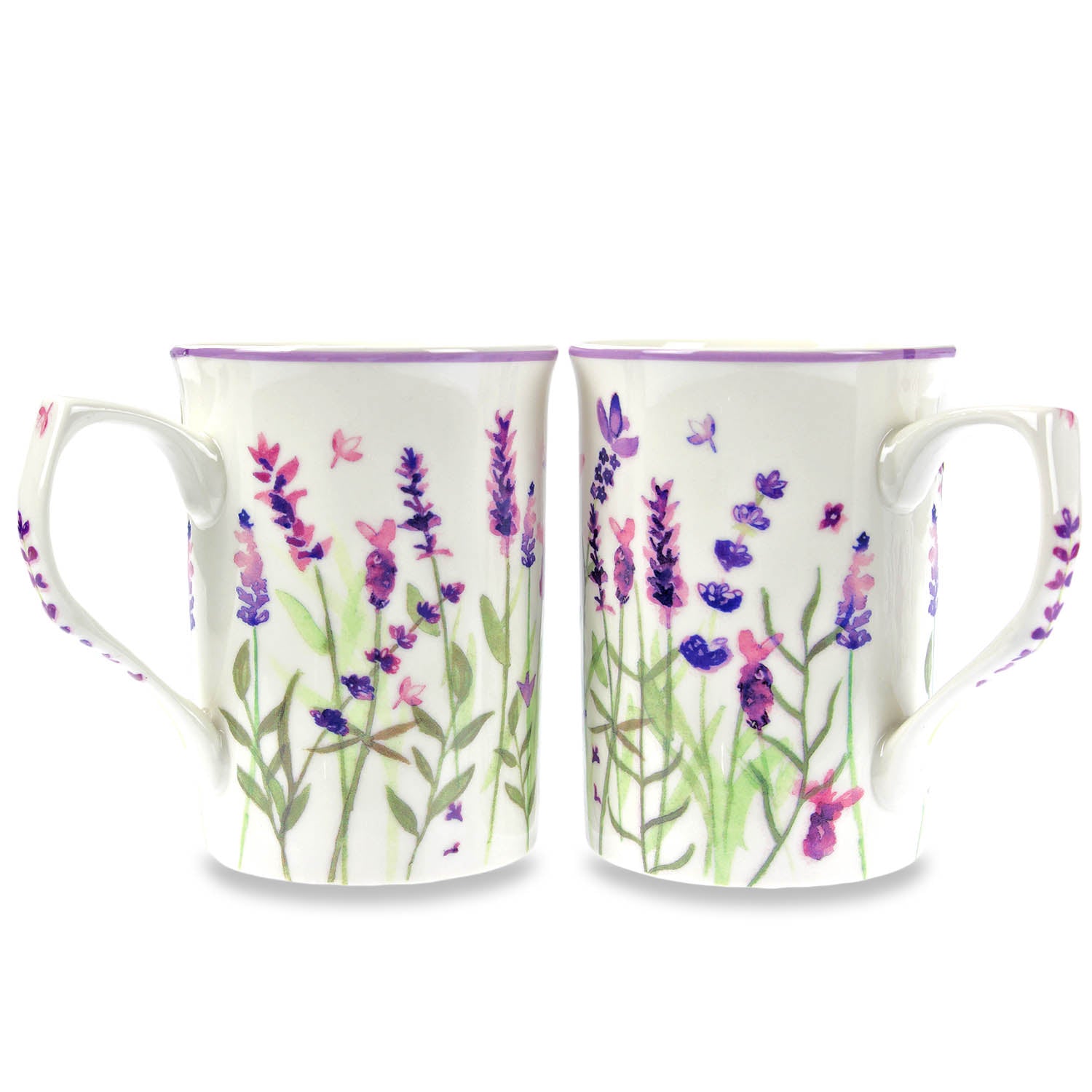 Set of 2 Jennifer Rose Lavender Coffee Mugs