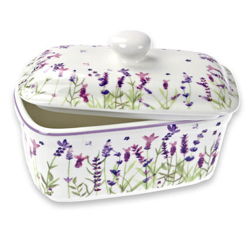 Jennifer Rose Lavender Butter Dish Holder w/ Lid