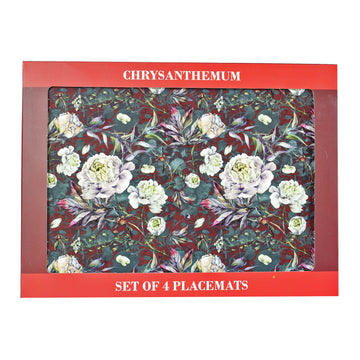 Set of 4 Chrysanthemum Vintage Cork Back Placemats