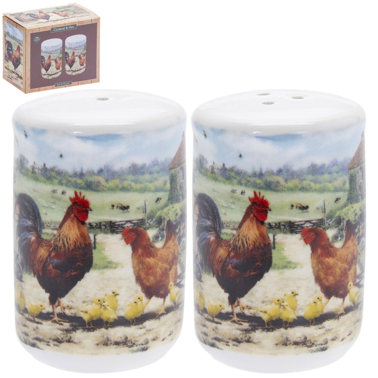 Cockerel & Hen Animal Design Salt & Pepper Shakers