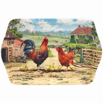 Cockerel & Hen Design Small Serving Tray