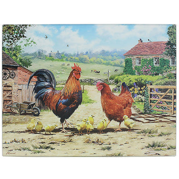 Cockerel & Hen Design Cutting Board