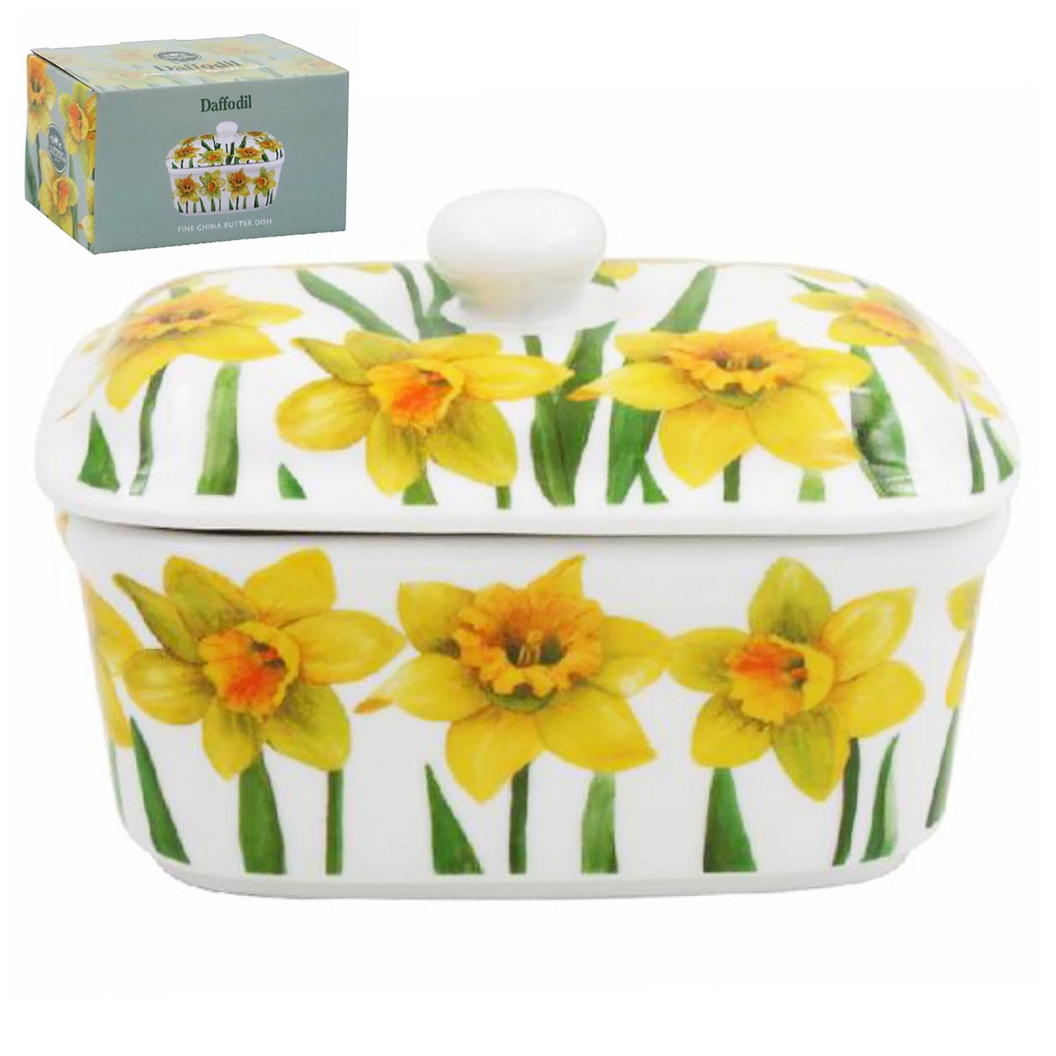 Daffodil Flower Design Butter Dish