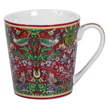 Set of 4 William Morris Red Strawberry Thief Mugs