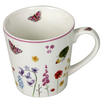 4pcs Butterfly Garden Pink Floral Mugs