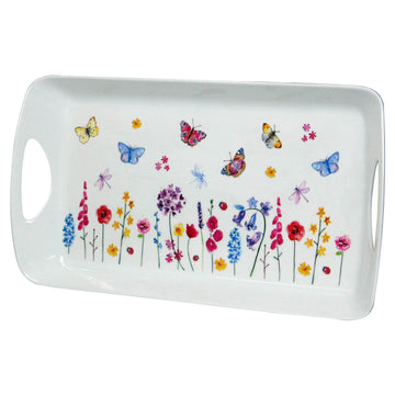 Butterfly Garden Pink Medium 41x20 cm Serving Tray by Jennifer Rose