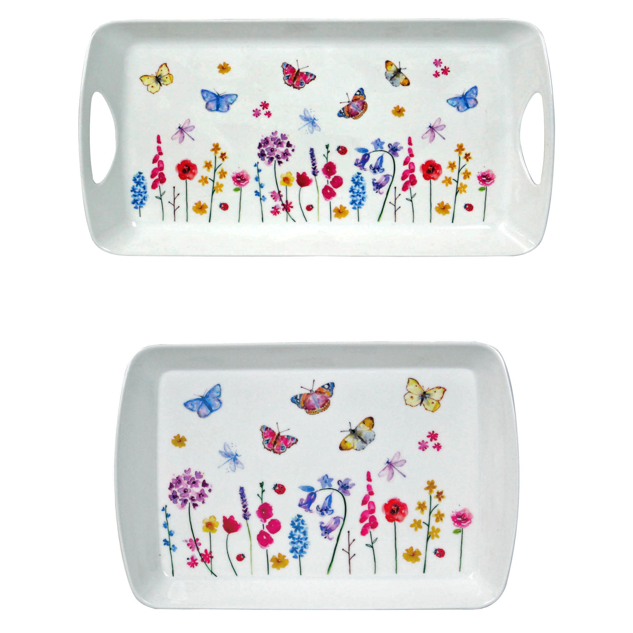 2-pc Butterfly Garden Small & Medium Serving Tray Set