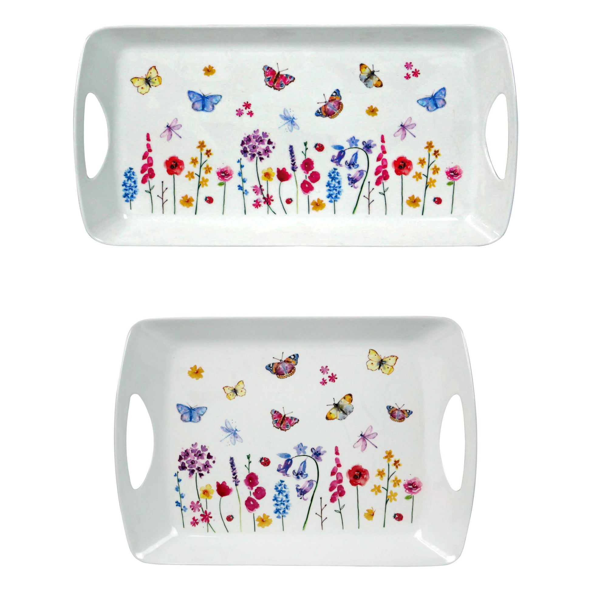 2-pc Butterfly Garden Medium & Large Serving Tray  Set