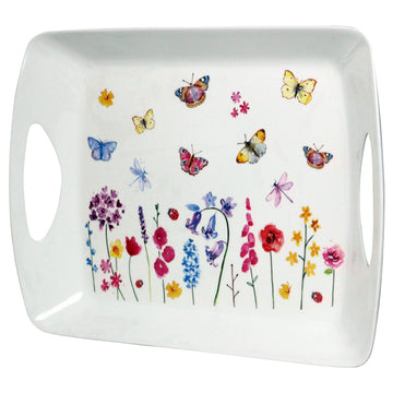 Butterfly Garden Pink Floral Large 47x32 cm Serving Tray