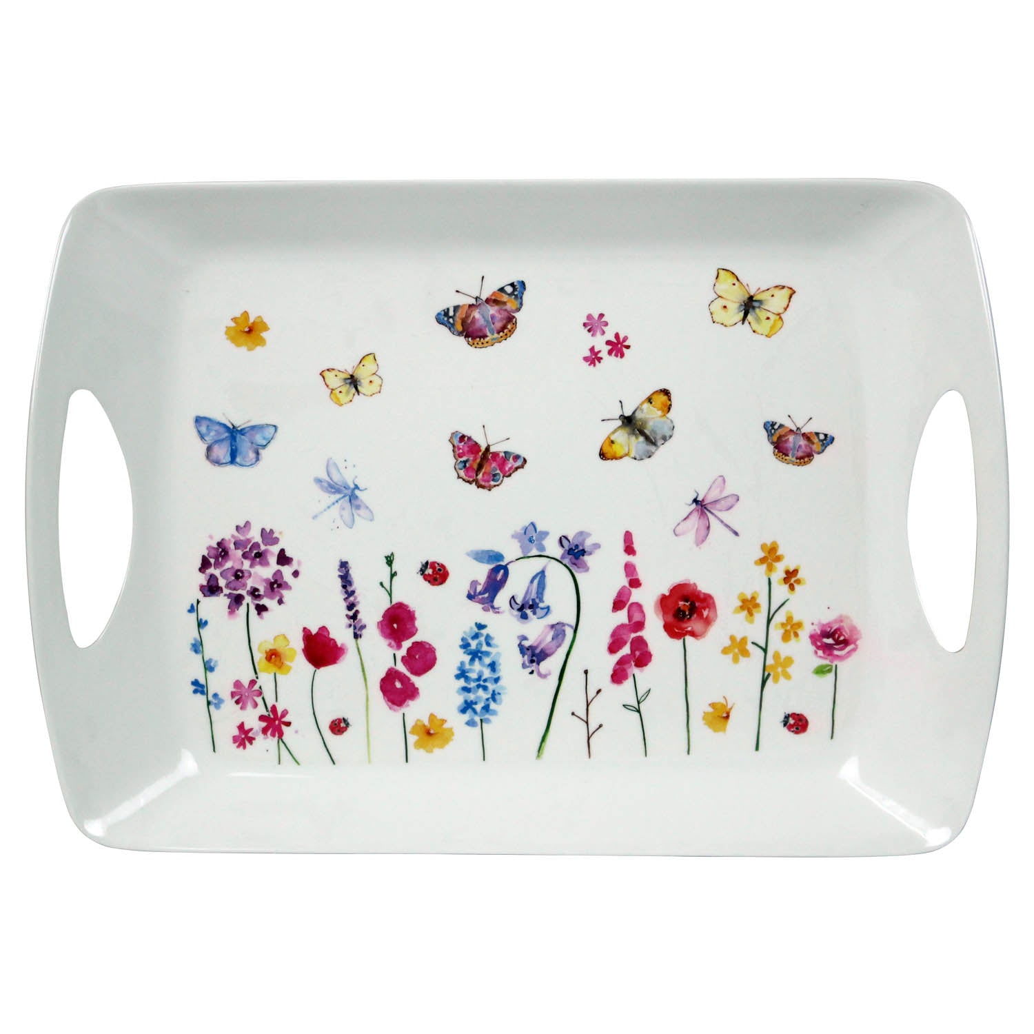 Butterfly Garden Pink Floral Large 47x32 cm Serving Tray