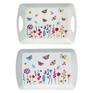 2-pc Butterfly Garden Small & Large Serving Tray Set