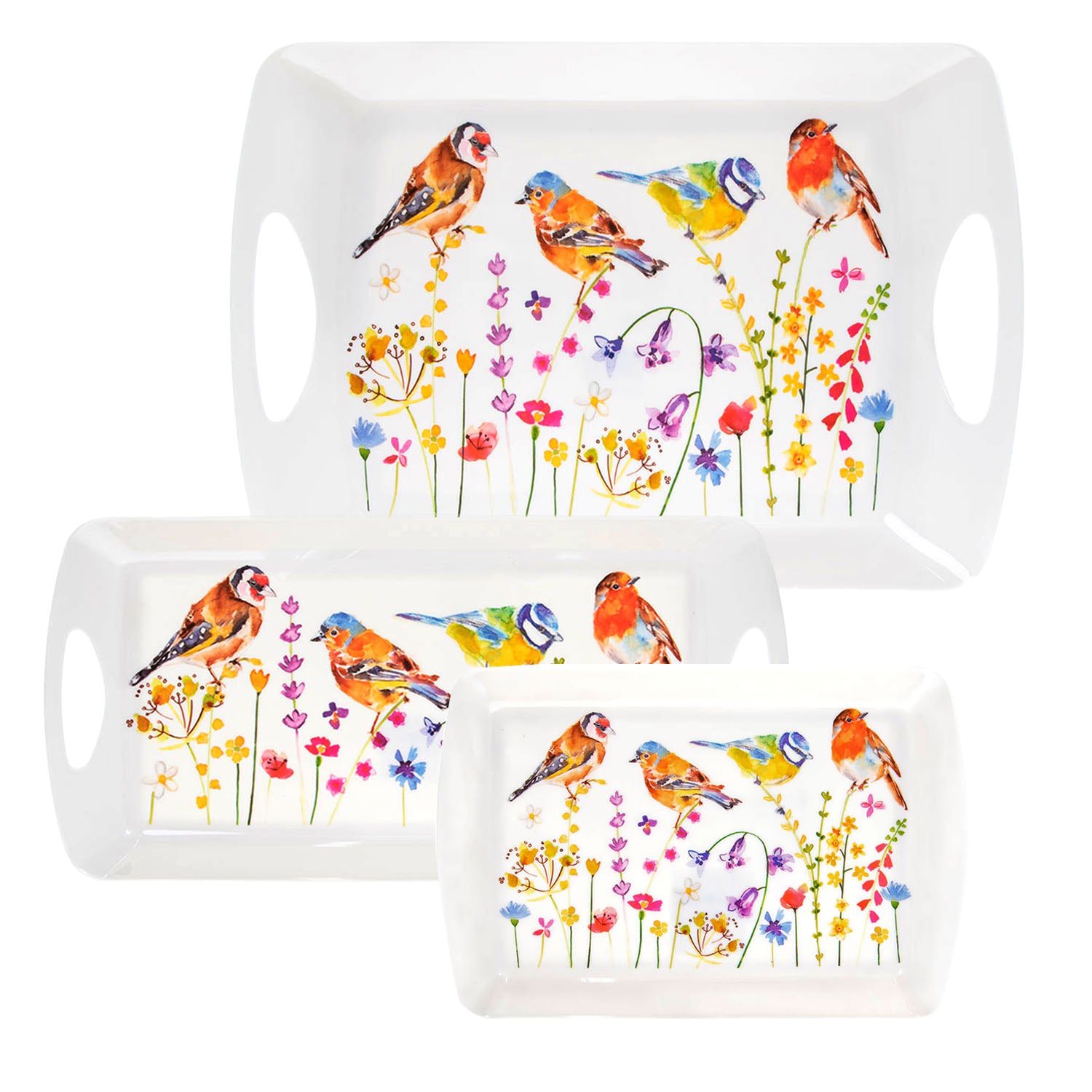 3-pc Garden Bird Small, Medium & Large Serving Tray