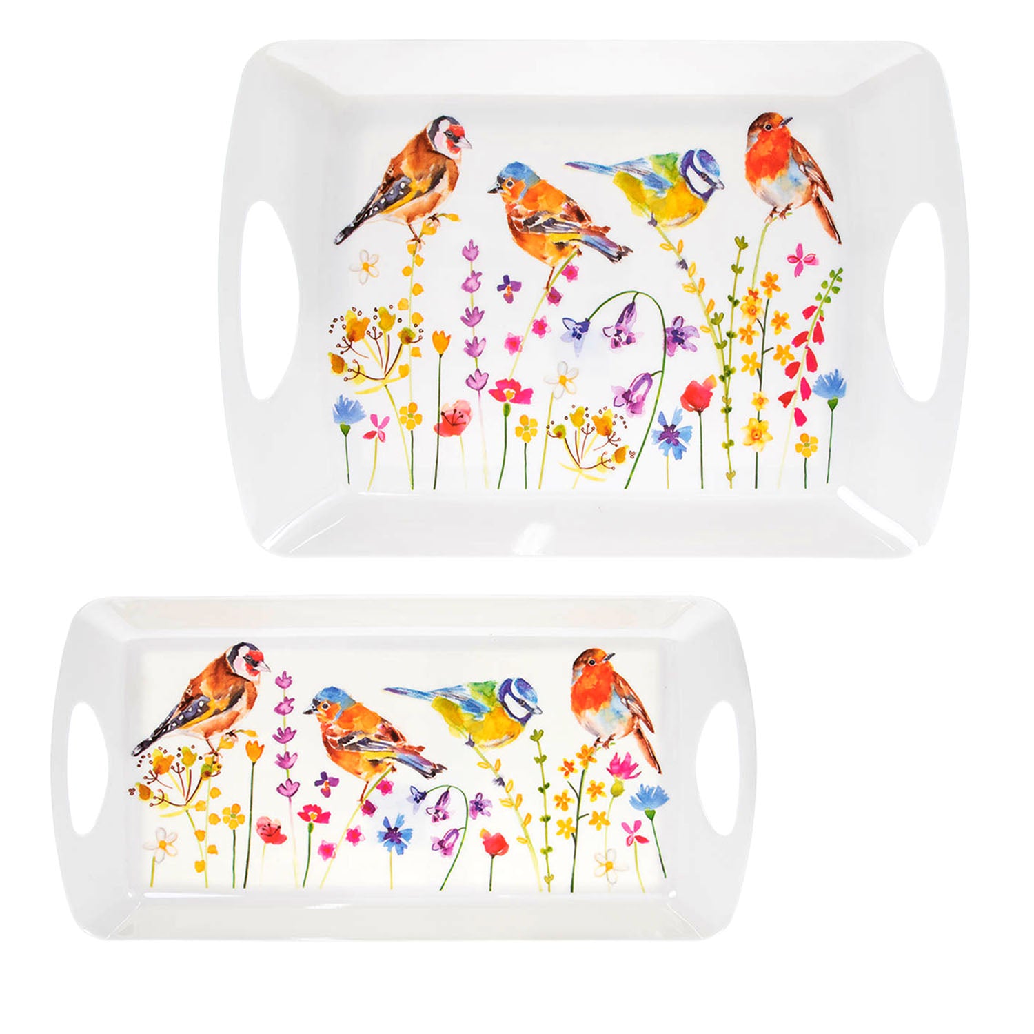 2-pc Garden Bird Medium & Large Serving Tray