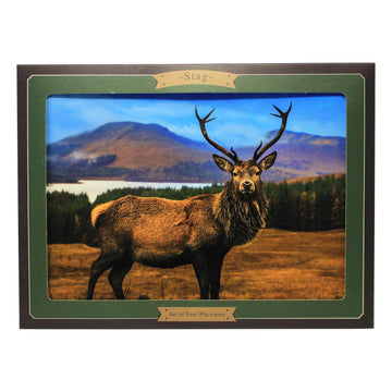 Set of 4 Highlands Stag Cork Back Placemats