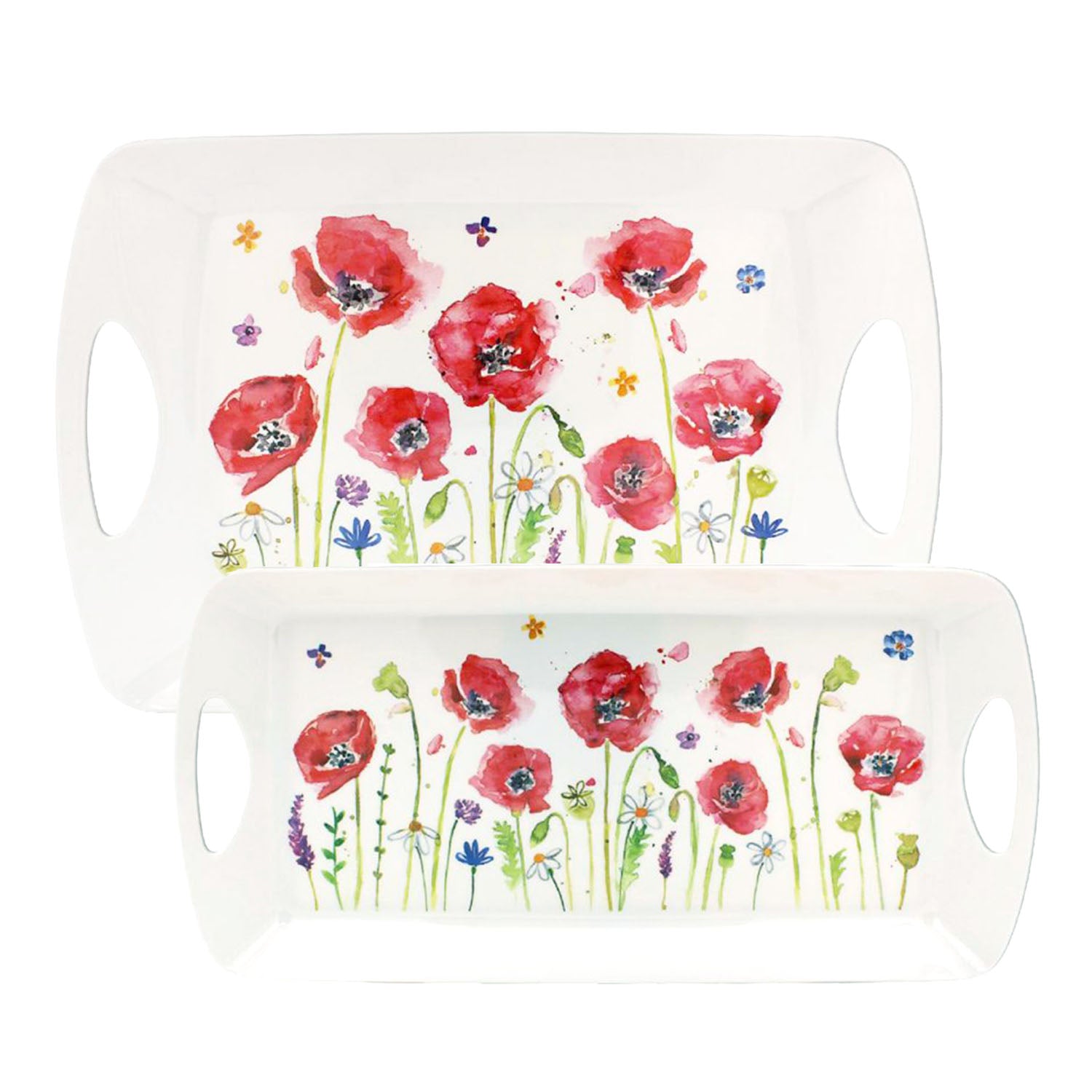 2-pc Poppy Field Medium & Large Serving Trays