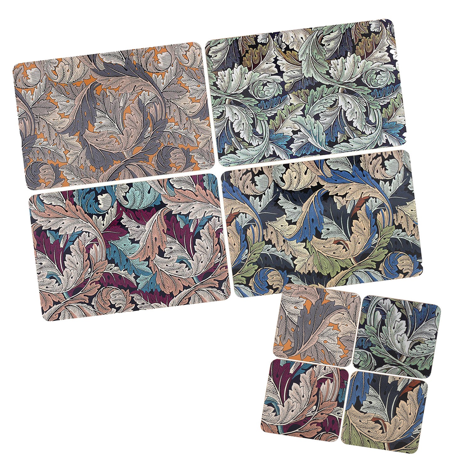 Set of 4 Coasters and 4 Placemats - William Morris Acanthus