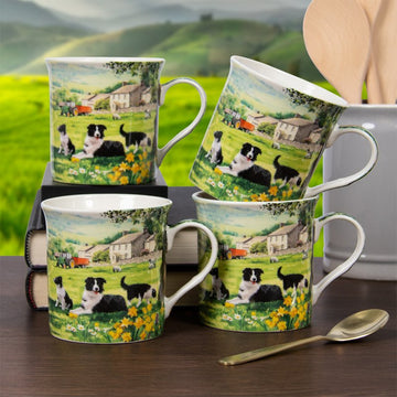 Collie & Sheep Set of 4 Coffee Mug