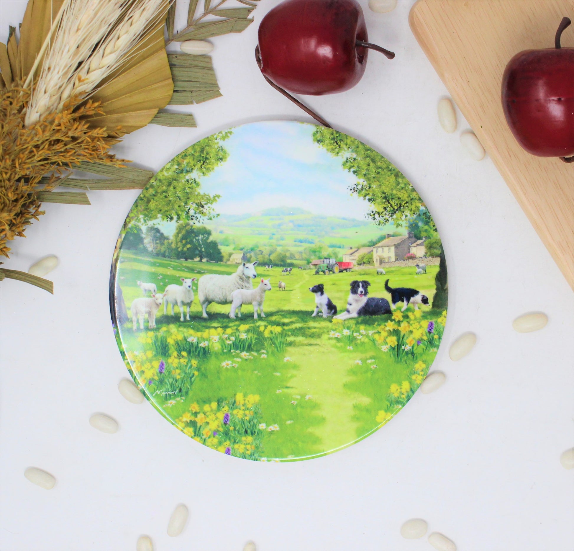 Collie & Sheep Trivet Round