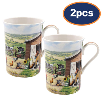 2Pcs Farmhouse Life 275ml Fine China Mug