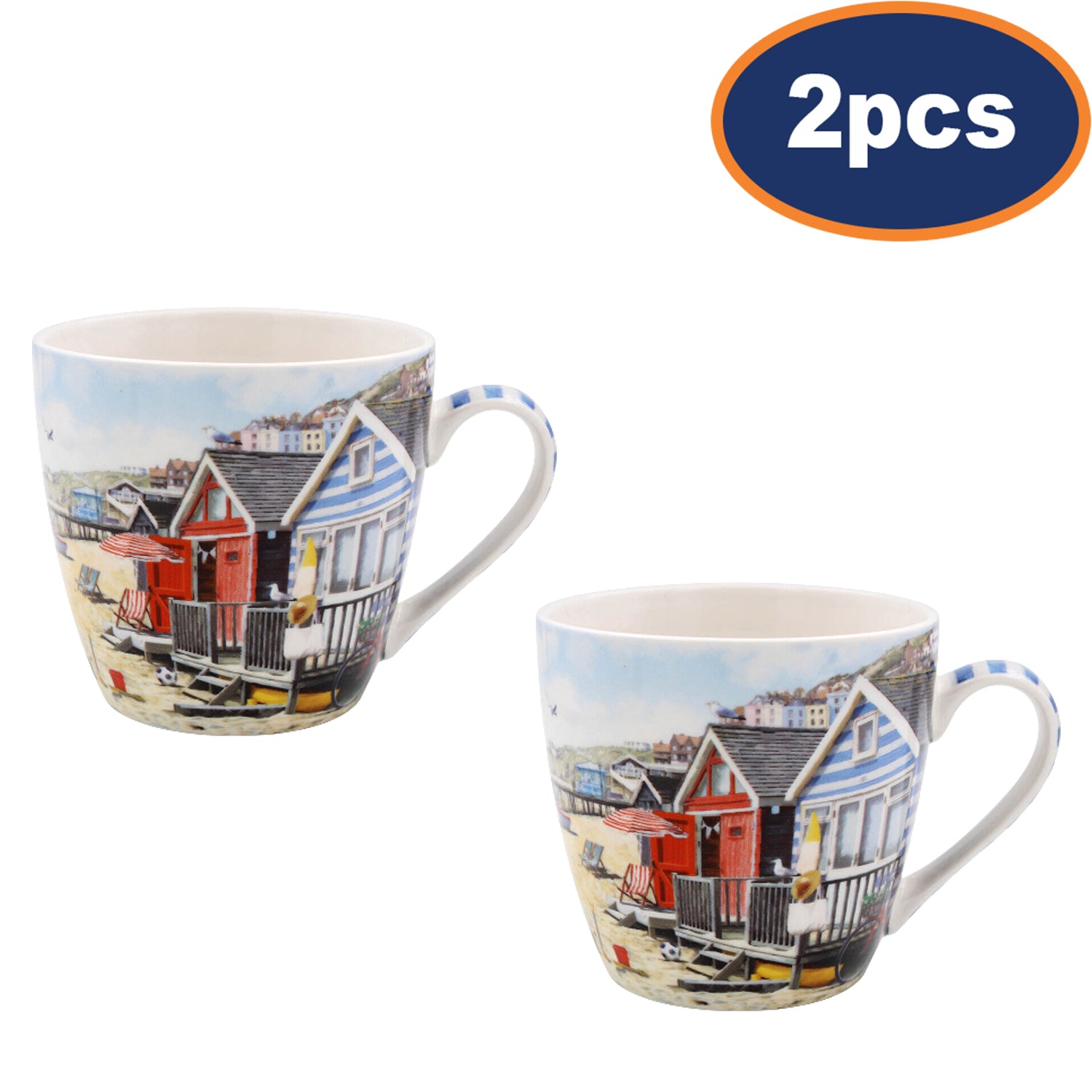 2Pcs 450ml Ceramic Sandy Bay Mug