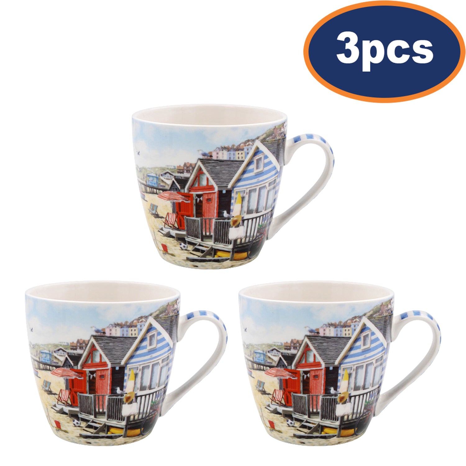 3Pcs 450ml Ceramic Sandy Bay Mug