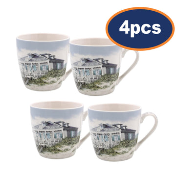 4pcs 450ml Sea Breeze Ceramic Breakfast Mug