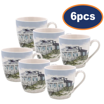 6pcs 450ml Sea Breeze Ceramic Breakfast Mug