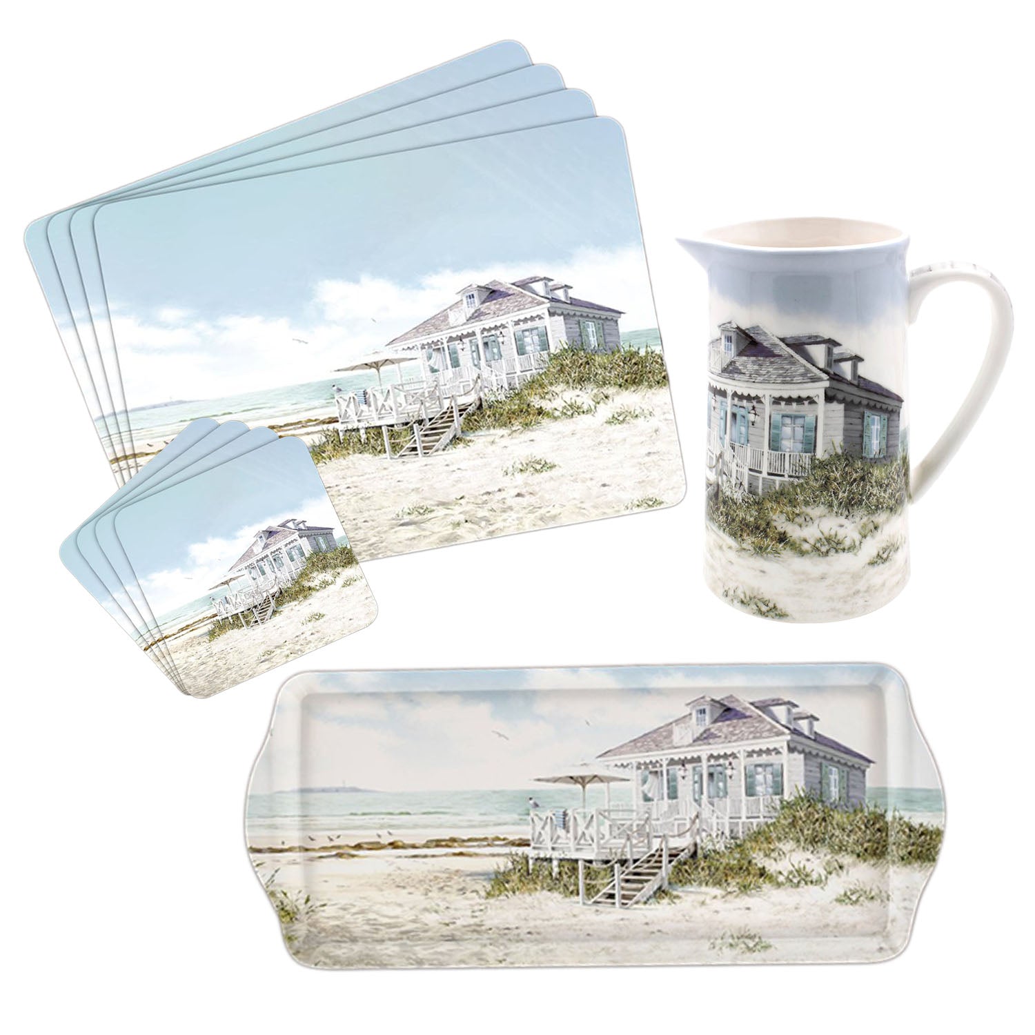 10-pc Sea Breeze  Coasters, Placemats, Jug & Serving Tray Set