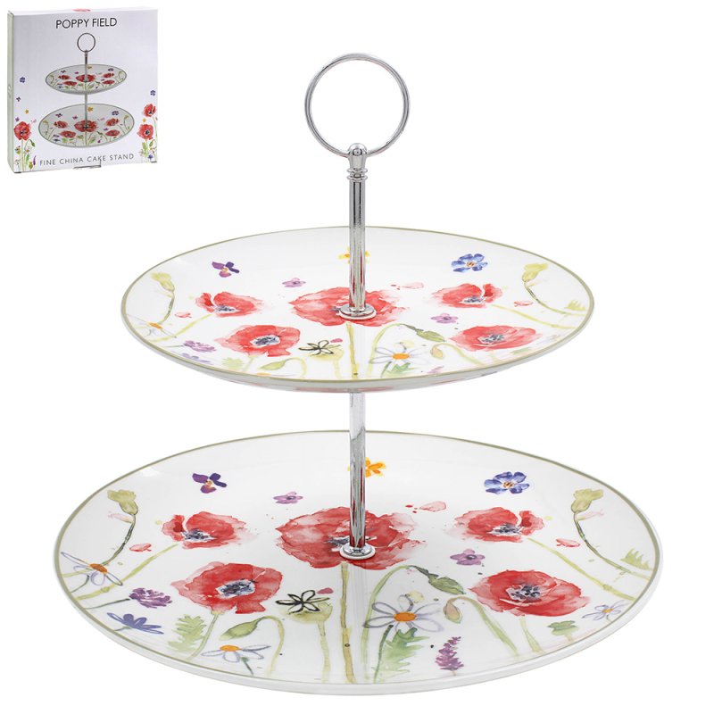 Poppy Field 2 Tier Cake Stand