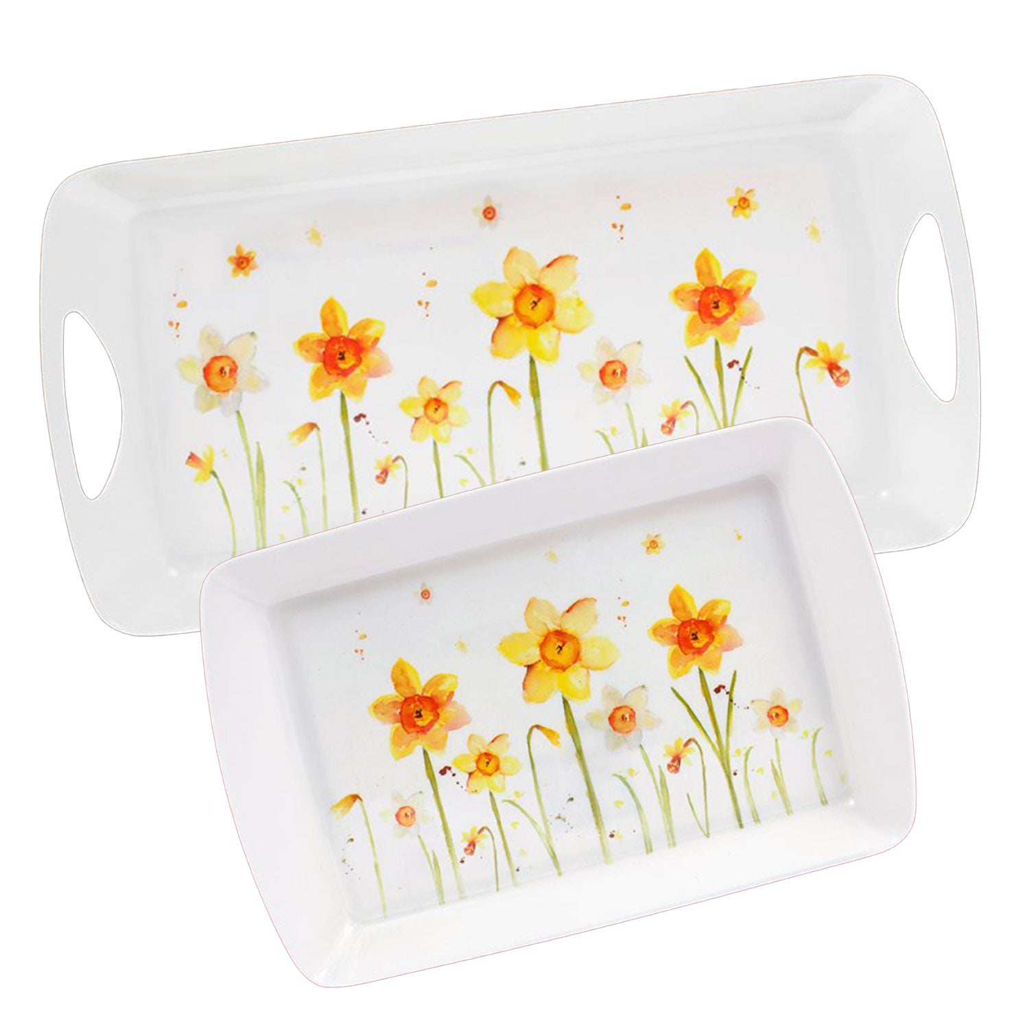 2-pc Yellow Daffodils Small & Medium Serving Tray