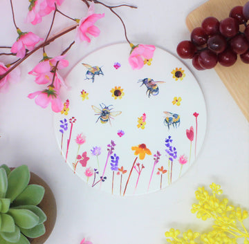 Bees & Flowers Trivet Round