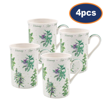 4pc 275ml Green Herbs Fine China Mug