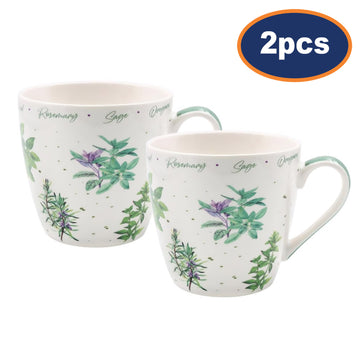 2pc 450ml Green Herbs Fine China Mug