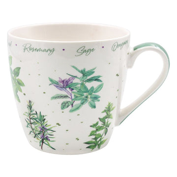 Green Herbs Garden Print Fine China Breakfast Mug 450ml