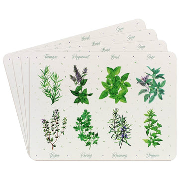 Green Herbs Garden Print Set of 4 Cork Placemats