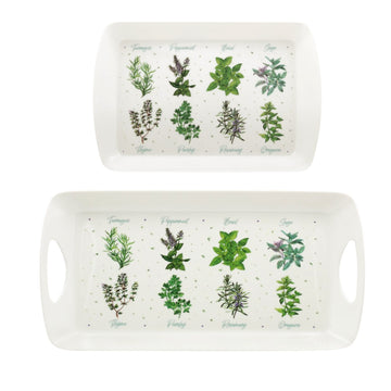 Set of 2 Green Herbs Small & Medium Serving Tray