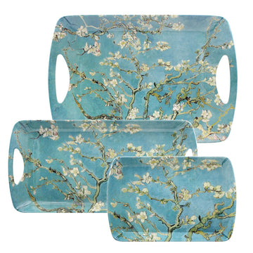 Set of 3 Van Gogh Almond Blossom Small Medium Large Serving Tray Floral