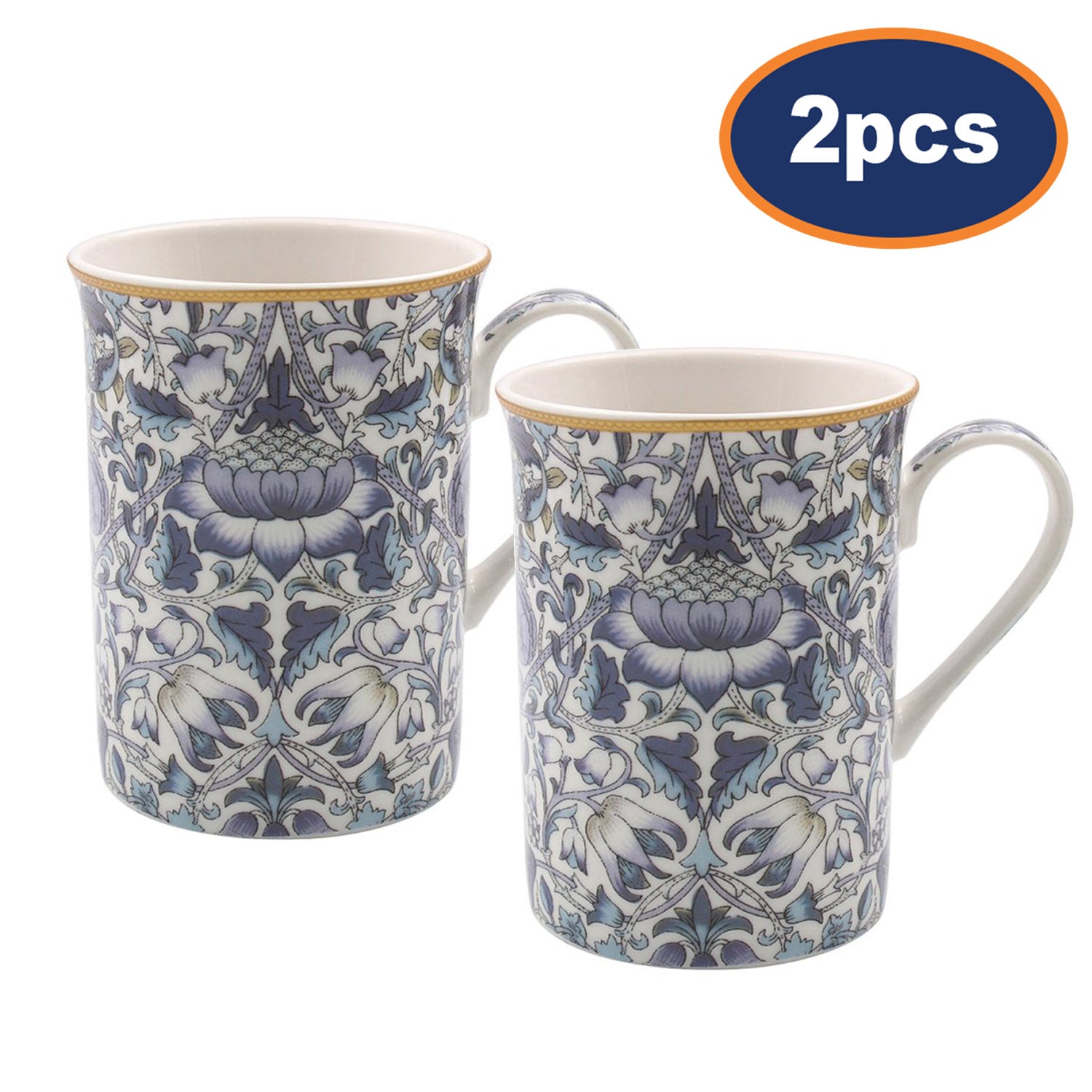 2pc 275ml W.Morris Lodden Floral Ceramic Mug