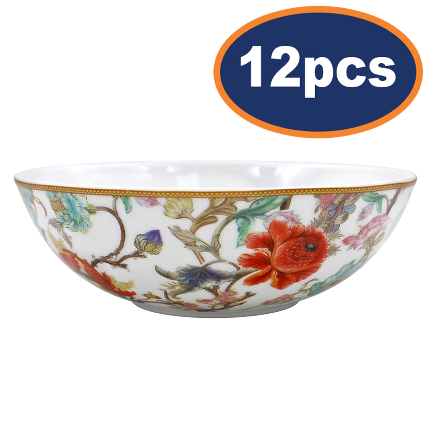 12Pcs William Morris Anthina Floral Porcelain Bowls