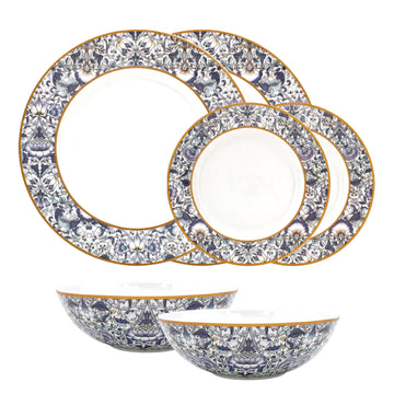 W Morris 6Pcs Lodden Floral Fine China Plates & Bowls Set